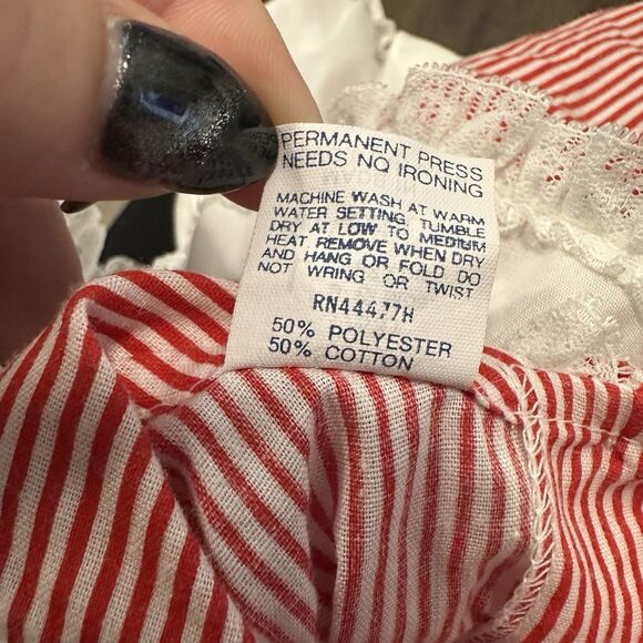 Vintage MINI WORLD Red & White Pinafore Party Dress size L 9-12 Mo Full Skirt - Picture 6 of 10